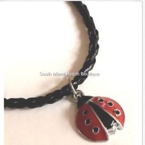 Silver Ladybug Bracelet Anklet 7.5-10" Adjustable